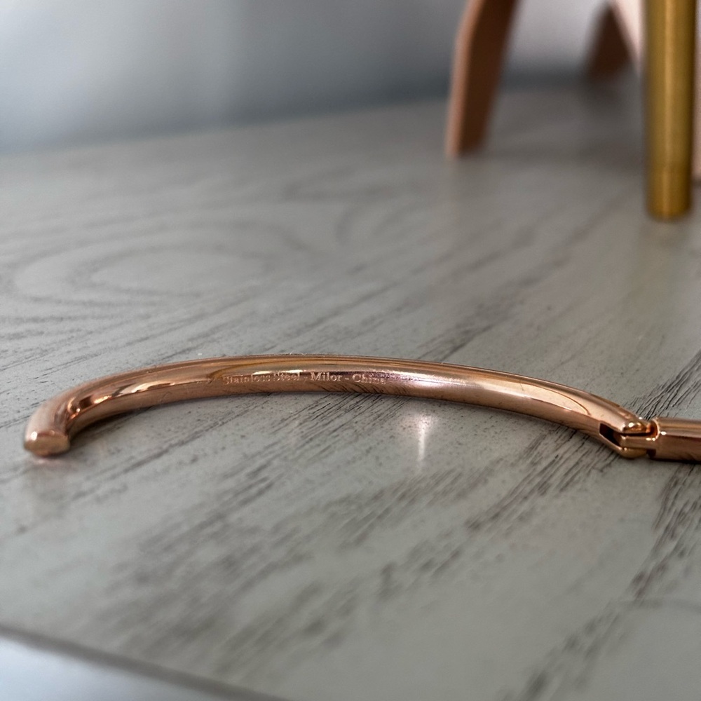 Milor Stainless Steel Rose Tone Bangle - Picture 2 of 8